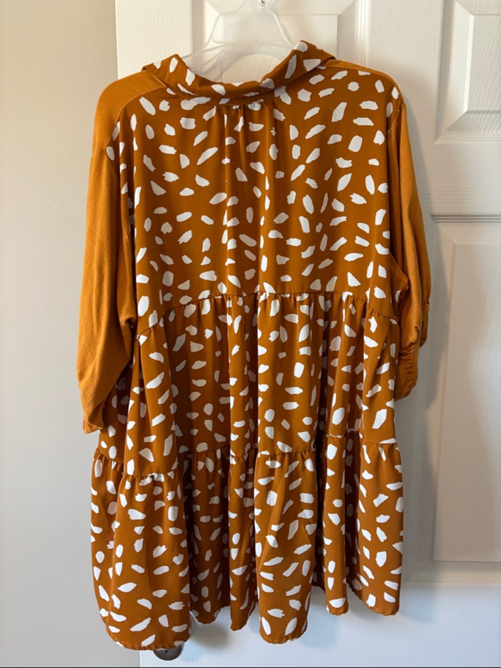 Umgee Rust-Orange Blouse with White Spot Pattern - Picture 3 of 4
